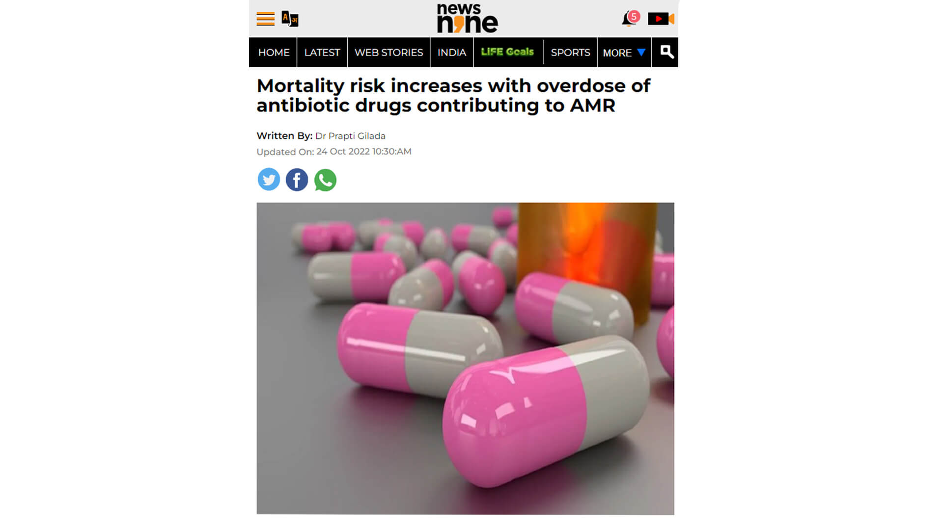 Mortality risk increases with overdose of antibiotic drugs contributing to AMR
